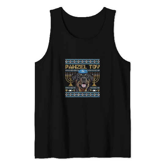 Dog Rottweiler Pawzel Tov Jewish Rottweiler Dog Funny Hanukkah Tank Tops