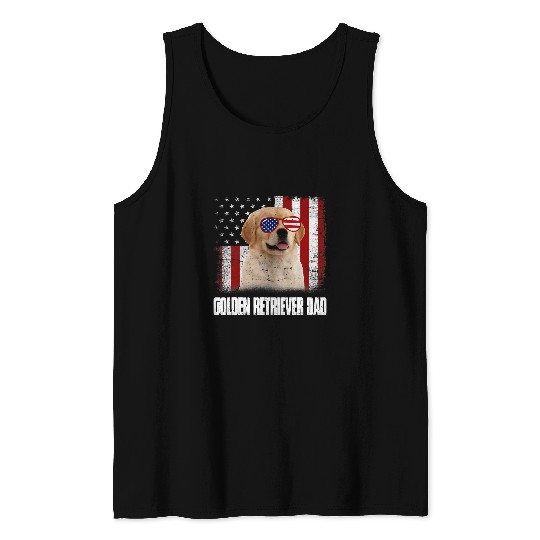 Goldie American Flag bests Golden Retriever Dad Ever Dog Dad 69 Golden Retriever Dog Tank Tops