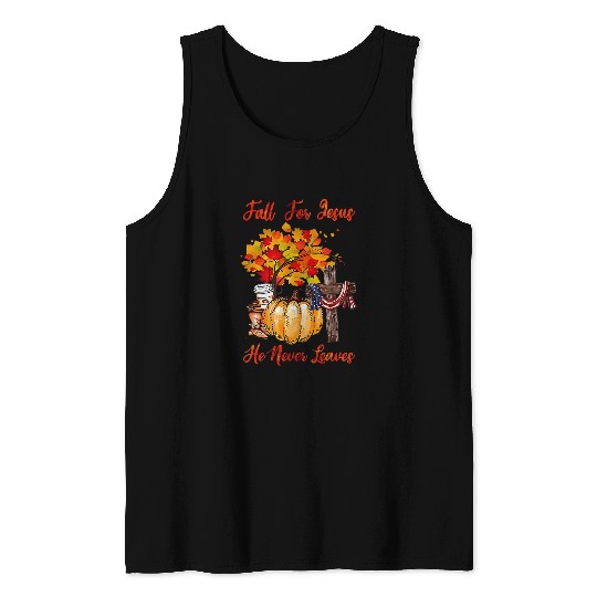 Christian Fall For Jesus He Never Leaves Pumpkins Thanksgiving 173 Bibble Jesus Christ Tank Tops