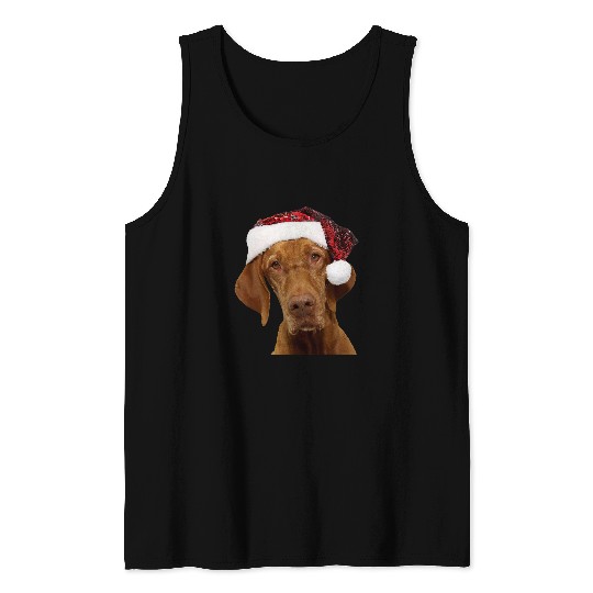 Dog Vizsla Cute Vizsla Santa Hat Image Christmas Dog Hungarian Pointer Tank Tops