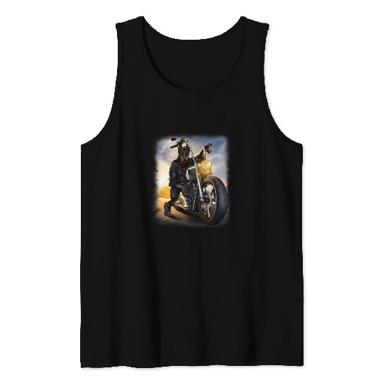 Dog Doberman Riding Chopper Motorcycle Tank Tops