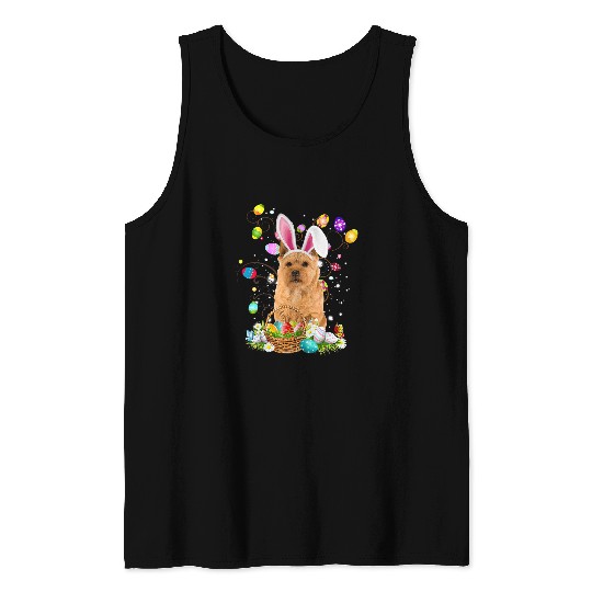 Norwich Terrier Dog Easter Egg Hunting Basket Easter Day Tank Tops