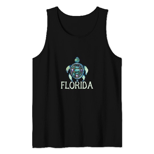 Florida Sea Turtle Art watercolor Tank Tops