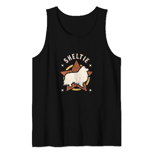 Dog Shetland Sheepdog Sheltievintages Retro Classic Dog Tank Tops