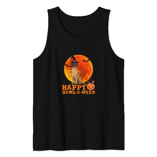 Dog Great Dane Funny Brown Great Dane Dog Halloween Happy Howloween Tank Tops