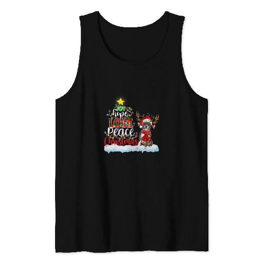 Dog Staffordshire Bull Terrier Santa Hat Christmas Light Tank Tops