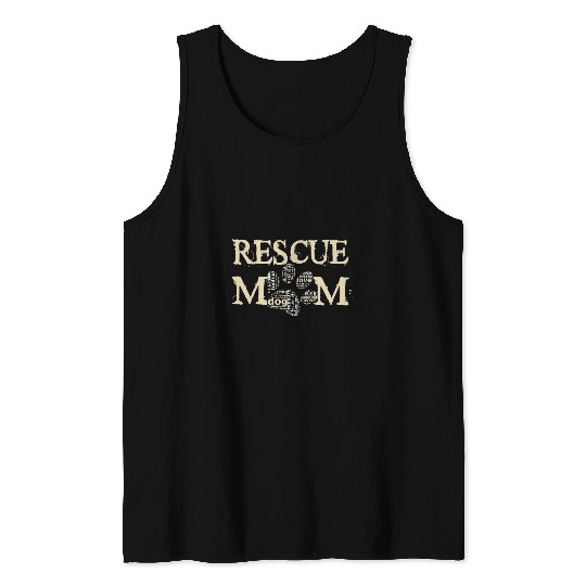 Dog Rescue Mom Paw Word Art Cloud Tank Tops