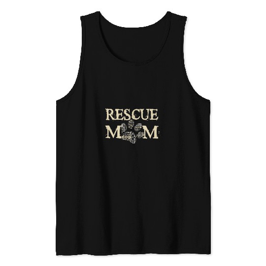 Dog Rescue Mom Paw Word Art Cloud Tank Tops