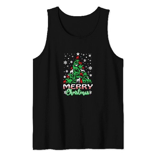 Dog Grayhound Greyhound Dog Christmas Tree Design Tank Tops