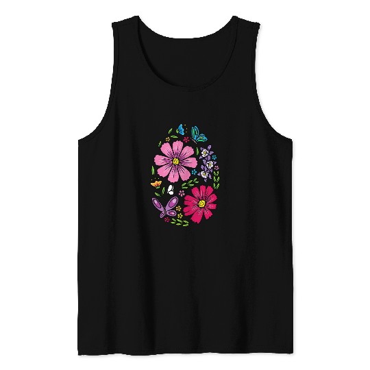 Easter Egg Women Flower Butterfly Floral Tank Tops