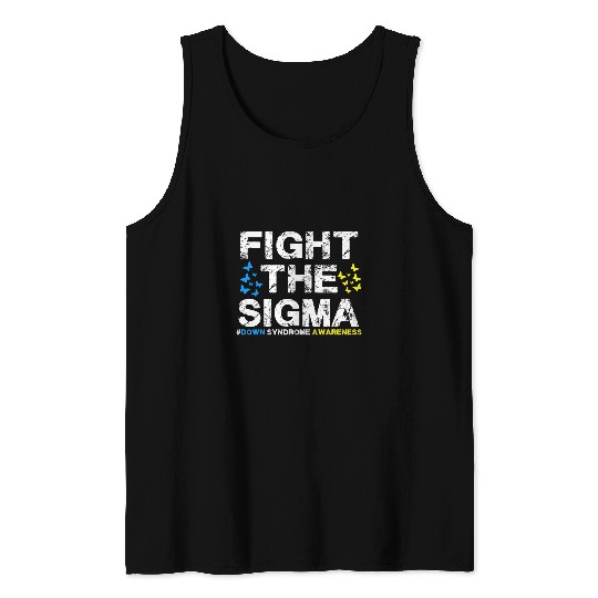 Fight the Sigma Down Syndromes Awareness Month Blue Yellow Tank Tops