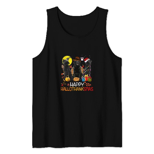 Happy Hallothanksmas Black Lab Dog Funny Halloween Christmas 199 Tank Tops