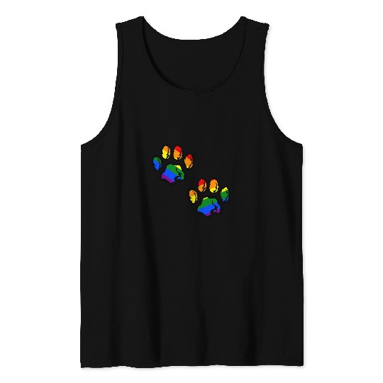 2 Furry Dog Paw LGBT Furry Pride Rainbow Fursuit Fursona Tank Tops