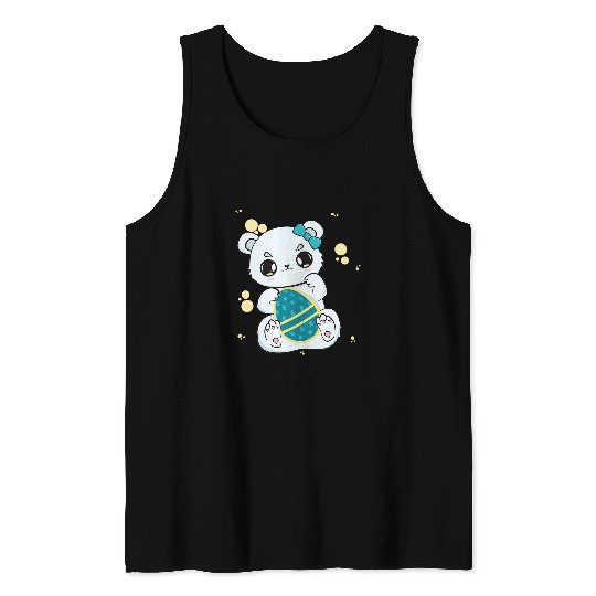 Funny Bear Easter Day Cute Polar Bear With Egg Hunt Spring Anime Cute Bears Tank Tops