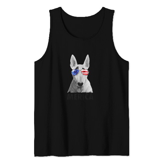 Bull Terrier 4th of July Merica Men American Flag Sunglasses 352 Tank Tops