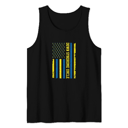 Down Syndromes Uncle Blue Yellow Ribbons Usa Flag 21 March Tank Tops