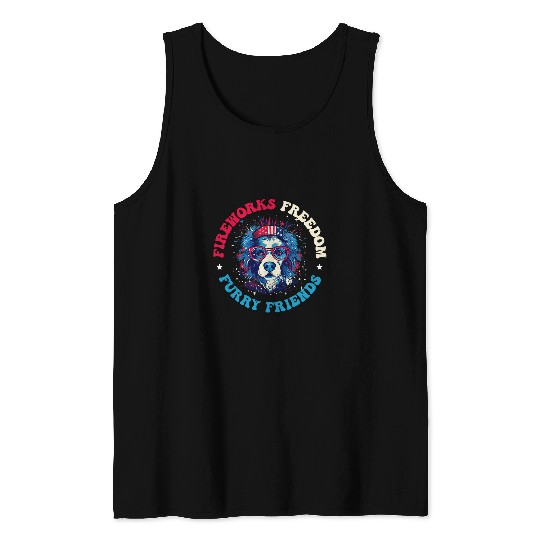 4th of July Patriotic Dog Print for Men and Women 3 Tank Tops