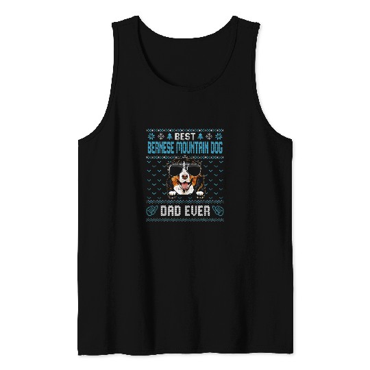 bests Bernese Mountain Dog Dad Ever Ugly Christmas for Dog Tank Tops