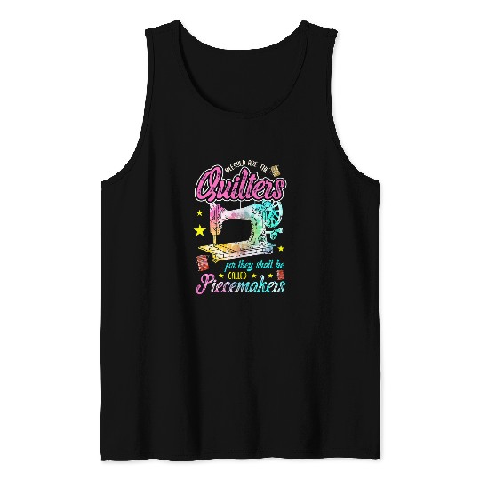 Sewing Machine Blessed Are Piecemakers Gifts For Quilters Tank Tops