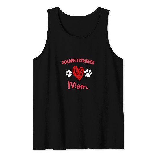Golden Retriever Mom for Dog Lovers with Paw Prints Tank Tops