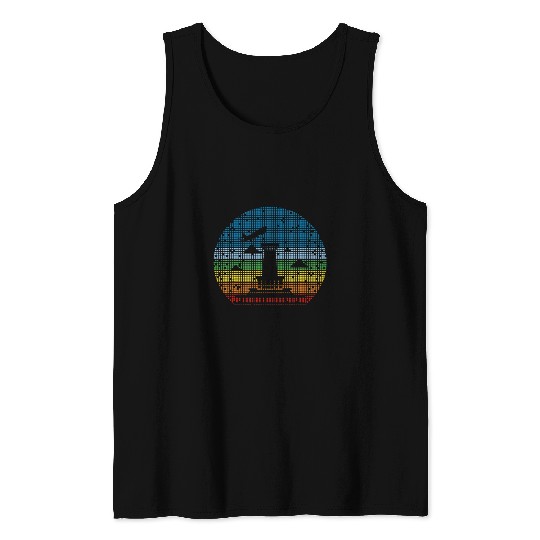 Air Traffic Controller Flight Tower Square Dot Retro Vintage Tank Tops