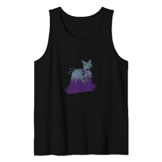 Arctic Fox Forest Landscape White Arctic Fox Lover Animal Tank Tops