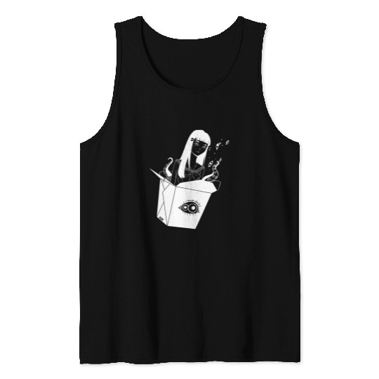Anime School Girl In Takeout Box Art Manga Artwork Tank Tops