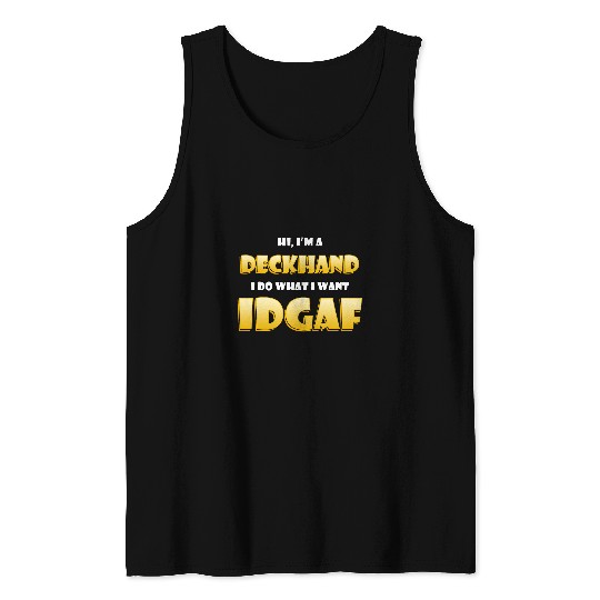 Deckhand IDGAF Funny Pirate Costume For Boat Deck Hands Tank Tops