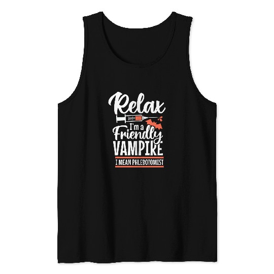Funny Vampire Phlebotomist Phlebotomy Technician Tech nurses Tank Tops