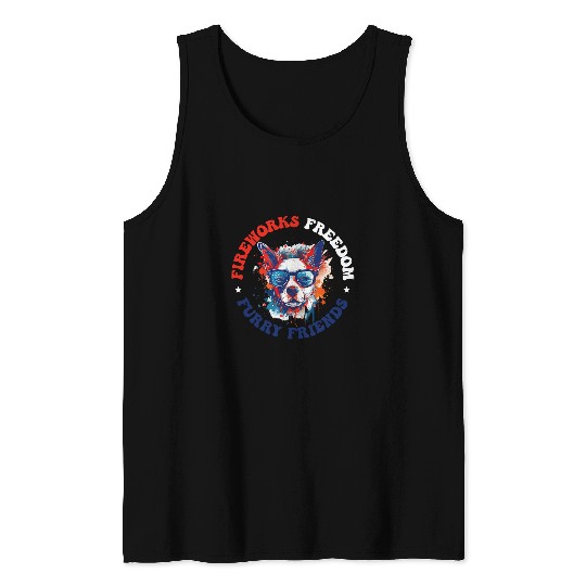 4th of July Patriotic Dog Print for Men and Women 10 Tank Tops