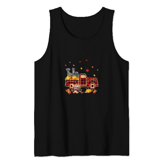 Dog Great Dane Pumpkin Truck Fall Leaf Thanksgiving Halloween Tank Tops