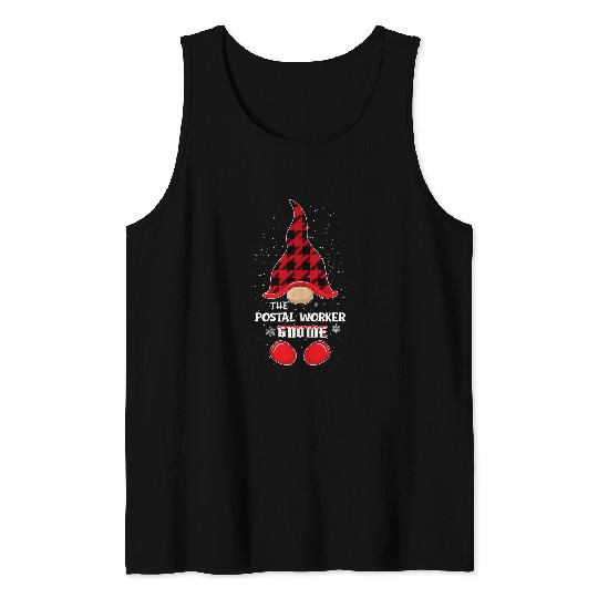 Postal Worker Gnome buffalo plaids Matching Christmas Tank Tops