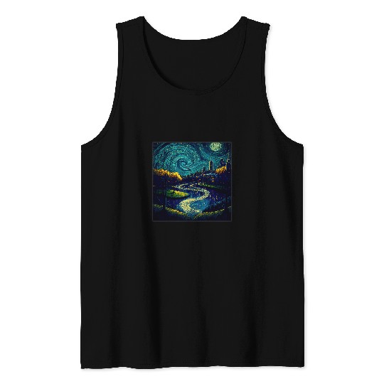 Surrealism Starry Night Urban Park 2 Tank Tops