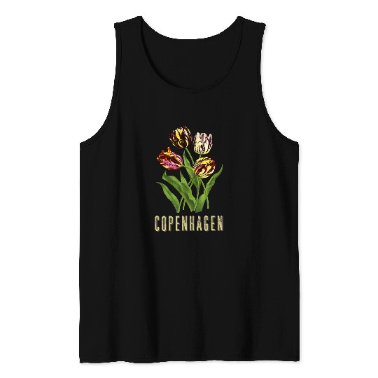 Copenhagen Denmark Botanical Tulip Flower Womens Gardener Tank Tops