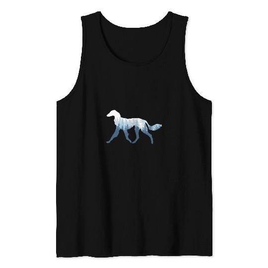 Dog Grayhound Saluki Silhouette Persian Greyhound Dog Outdoor Nature Tank Tops