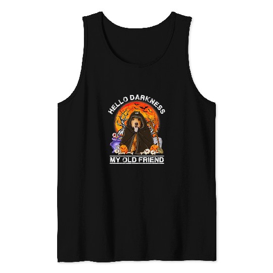 Goldie Hello Darkness My Old Friend Golden Retriever Dog Halloween 428 Golden Retriever Dog Tank Tops