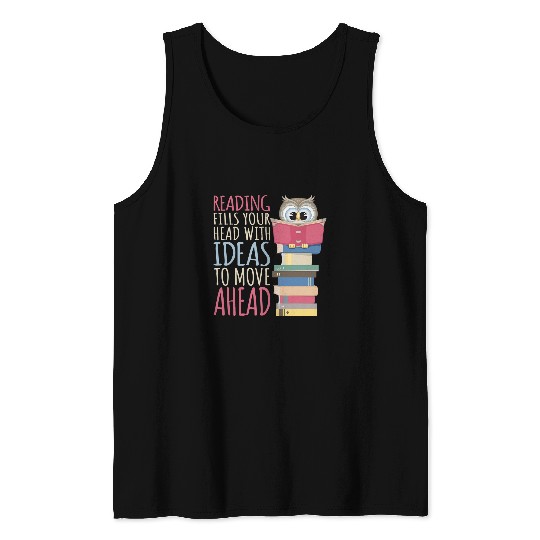 Reading Book Library Librarian Bookworm Owl Reader Tank Tops