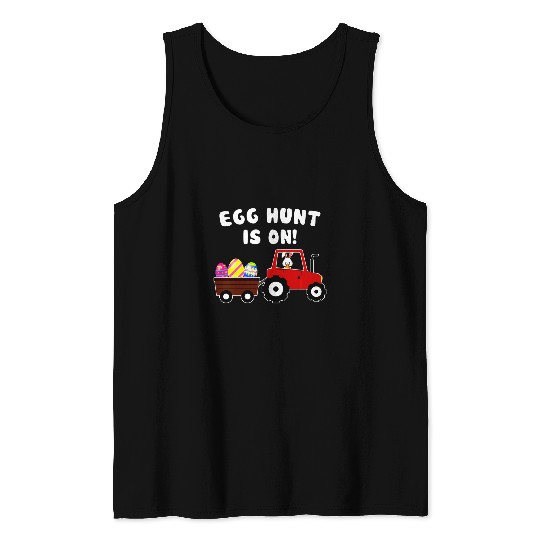 Tractor driving Kids Egg Hunt Is On Bunny Tractor Loving Easter Day Kids Toddler Tank Tops