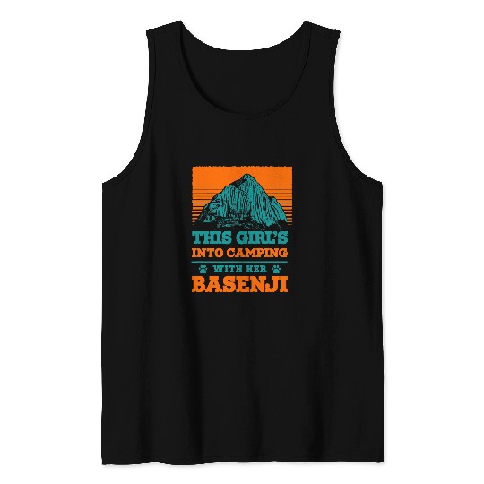 Camping Camp Girls Into Camping with Her Basenji Dog Mama Ango Angari Camper Tank Tops