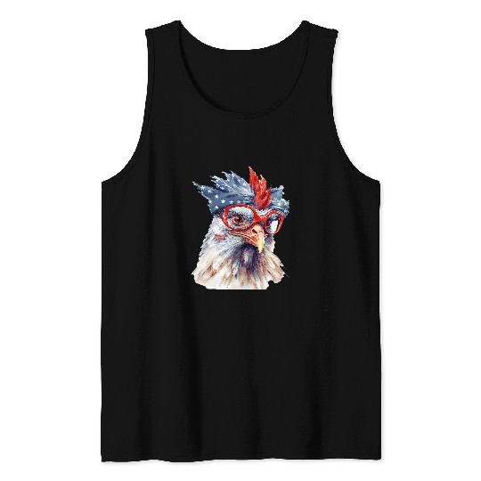 Chicken Lover Farmer American Flag 4th Of July Men Women Kids USA Tank Tops