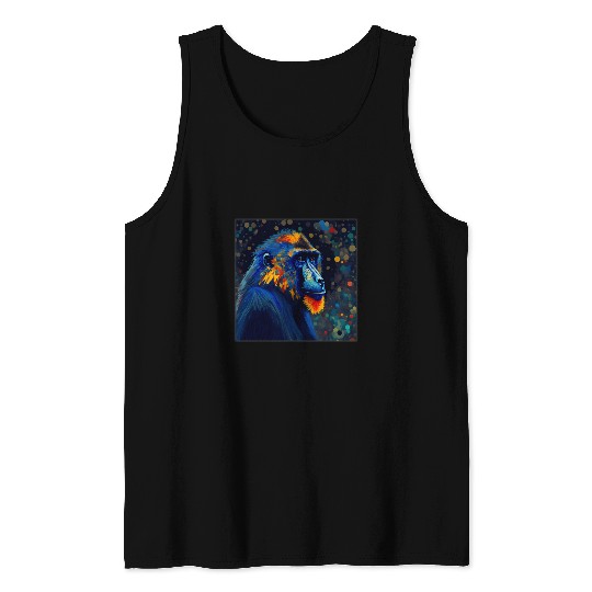 Surrealism Starry Night Mandrill Tank Tops
