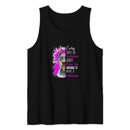 Funny Valentines Day Doberman Mom Mother Owner Sitter Walker Tank Tops