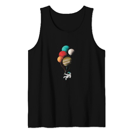 Astronaut with Balloons Floating In Space Tank Tops