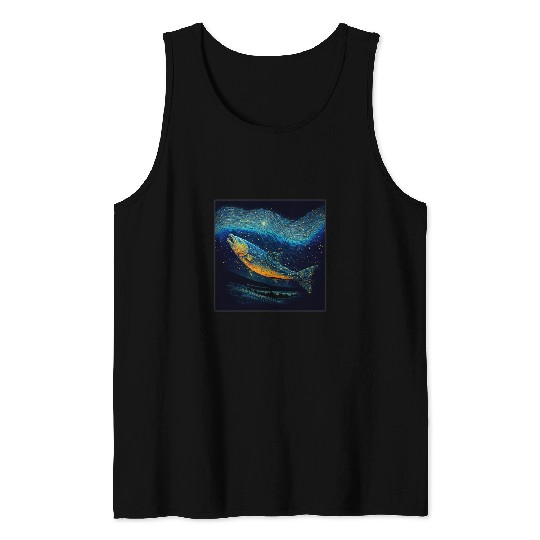 Surrealism Starry Night Atlantic Salmon Tank Tops