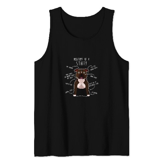 Dog Staffordshire Terrier Anatomy Funny Pet English Staffy Dog Tank Tops