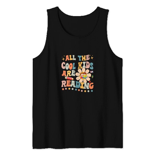 Reading Book All The Cool Kids Are Reading Teacher Librarian Bookworm 1 Reader Tank Tops