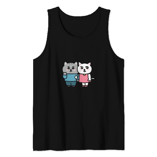 Gray and Carrie Cat illustration Tank Tops