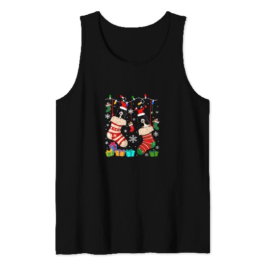 Christmas Socks Pajama Bernedoodle Dog Puppy Lover Tank Tops