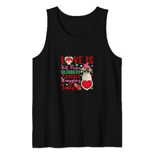 Dog Lover Wet Noses Slobbery Kisses Cute Shih Tzu Lover Tank Tops