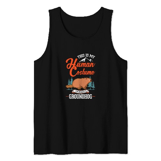 Groundhog Human Costume Halloween Marmot Tank Tops